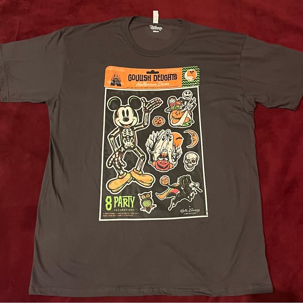 Disney100 Halloween Goulish Delights Stickers T-Shirt-XL-NWT
